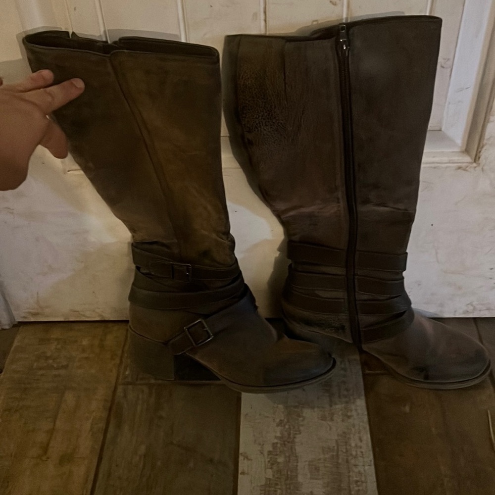 Size 8 1/2 brown faux suede tall boots